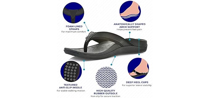 Footminders Men's Baltra - Walking Flip-Flops for Diabetic Feet