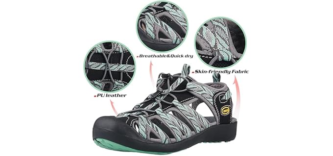 Grition Women's Fisherman - Lightweight Hiking or Backpacking Sandals