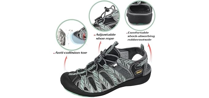 Grition Women's Fisherman - Lightweight Hiking or Backpacking Sandals