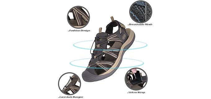 Grition Men's Fisherman - Lightweight Hiking or Backpacking Sandals