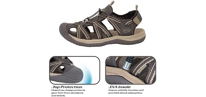 Grition Men's Fisherman - Lightweight Hiking or Backpacking Sandals