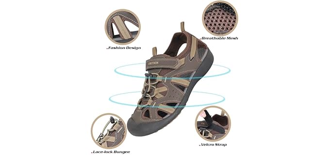 Grition Men's Closed toe - Sandals for Hiking and Water Sports