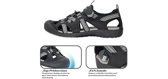 Grition Men's Closed toe - Hiking and Beach Sandals