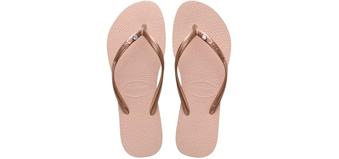 Havaianas Women's Slim Crystal - Beach Flip Flops for Narrow Feet