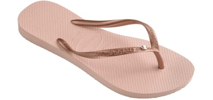 Havaianas Women's Slim Crystal - Beach Flip Flops for Narrow Feet