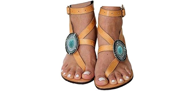 Hinyyrin Women's Cross Tie - Gladiator Sandal for the Beach