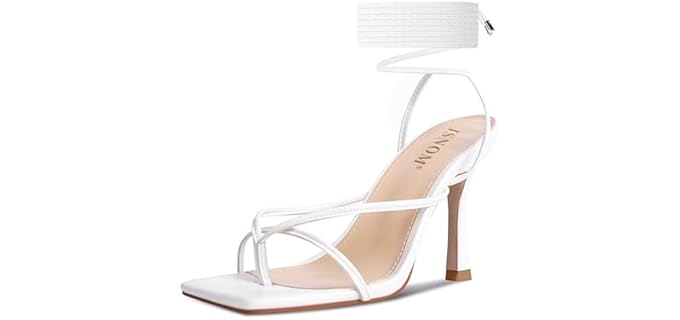 Isnom Women's Gladiator - High Heel Flip Flops