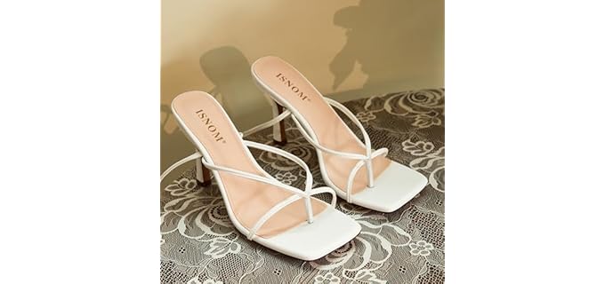 Isnom Women's Gladiator - High Heel Flip Flops