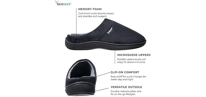 Isotoner Men's Openback - Slippers for Wide Feet