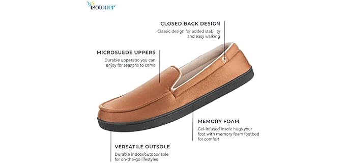Isotoner Men's Moccasin - Slippers for Foot Support