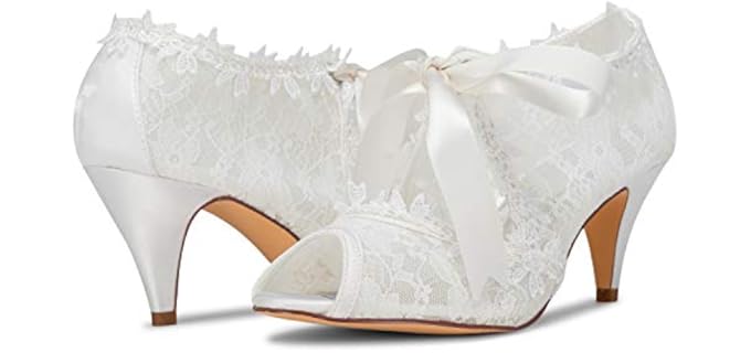 Jiajia Women's Peep Toe Cone Heel - Bridal Sandals for Weddings