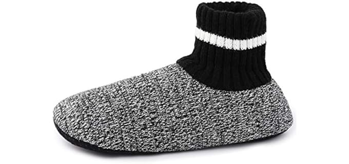 LongBay Men's Knit - Knit Boot Bootie Slippers