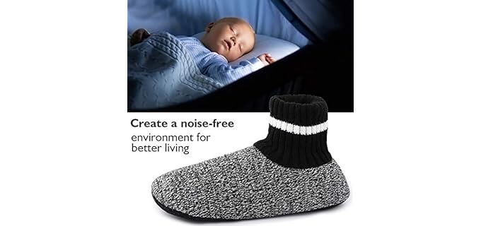 LongBay Men's Knit - Knit Boot Bootie Slippers