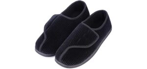 LongBay Men's Diabetic - Adjustable Slippers for Wide Feet