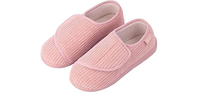 LongBay Women's Diabetic - Adjustable Slippers for Wide Feet