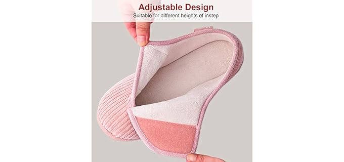 LongBay Women's Diabetic - Adjustable Slippers for Wide Feet