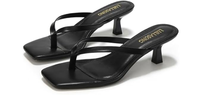 LULLASONG Women's Square Open Toe - Flip Flop Heels