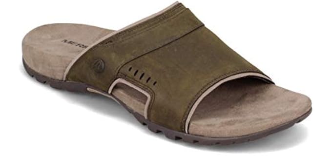 Merrell Men's Sandspur Lee - Leather Slide Sandals for Sweaty Feet