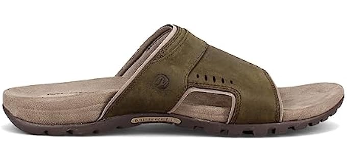 Merrell Men's Sandspur Lee - Leather Slide Sandals for Sweaty Feet