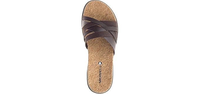 Merrell Women's Around Town Arlin - Leather Slide Sandals for Heavy Weights