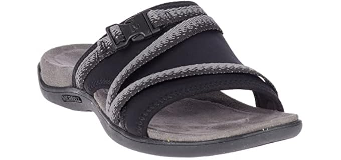 Merrell Women's District Muri - Leather Slide Sandals for Sweaty Feet