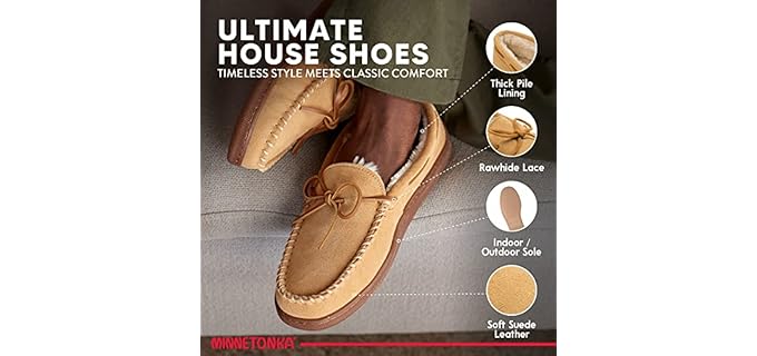 Minnetonka Men's Pile Lined - Indoor Fur Slippers