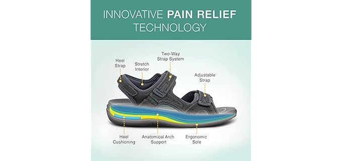 Orthofeet Men's Gemini - Orthopedic Sandals for Extensor Tendonitis