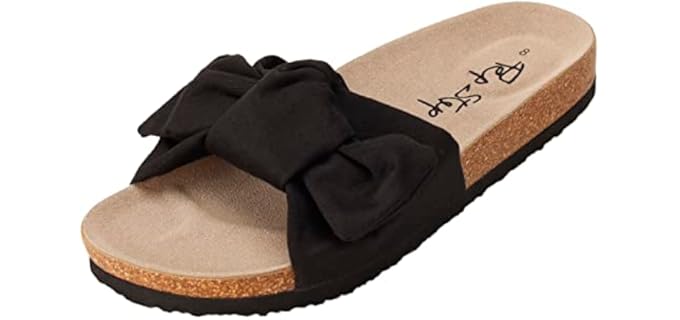 PepStep Women's Cork - Cork Sole Bow Top Sandal