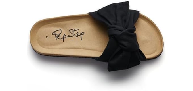 PepStep Women's Cork - Cork Sole Bow Top Sandal