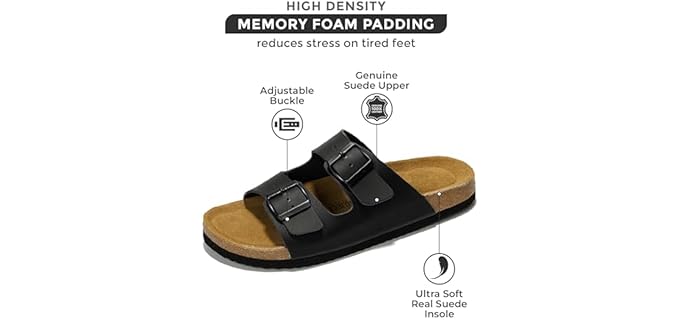 Project Cloud Men's Double-Strap Buckle - Slide Sandal for Arthritic Feet