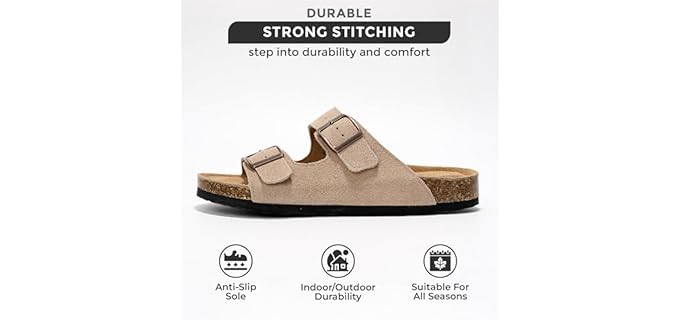 Project Cloud Women's Double-Strap Buckle - Slide Sandal for Arthritic Feet