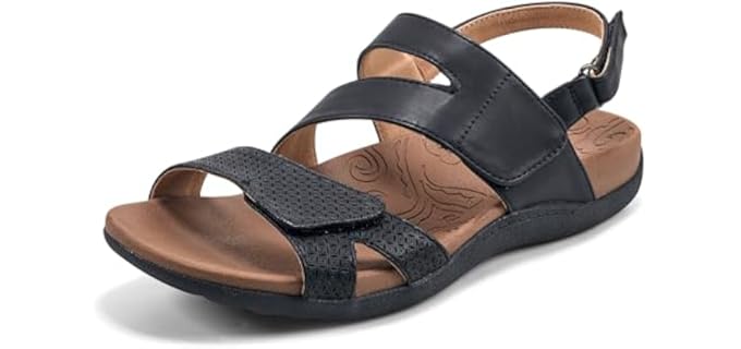 Rockport Women's Adjustable Flats - Arch Support Orthopedic Brand Sandals