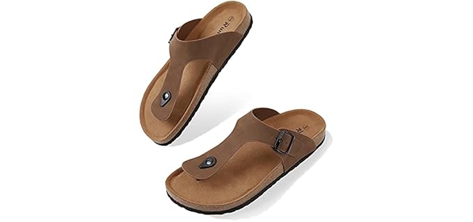 Runcati Men's Adjustable - Cork Flip Flops