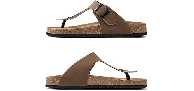 Runcati Men's Adjustable - Cork Flip Flops