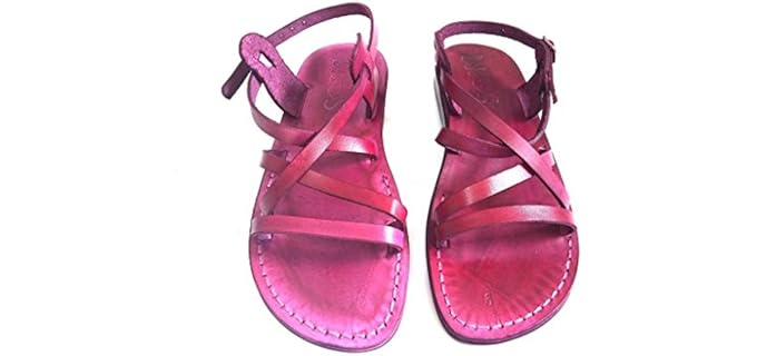 Sandalim Women's London Style - Leather Flat Sandal