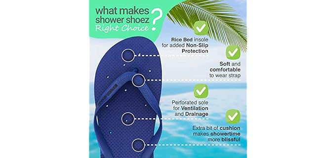 Shower Shoez Men's Non-Slip - Showering Flip Flop
