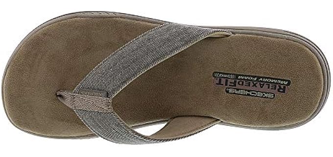 Skechers Men's Evented Rosen - Wide Width Flip Flops