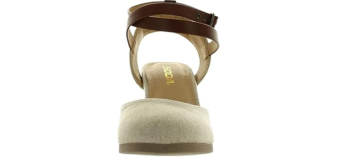 Soda Women's Espadrille - Closed-Toe Wedge Ankle Strap