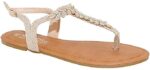 Trendsup Collection Women's T-Strap - Flat Wedding Sandals