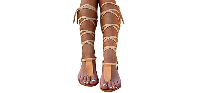 Sweet Nice Women Shoes Women's Summer Strappy - Knee High Leather Gladiator Sandal