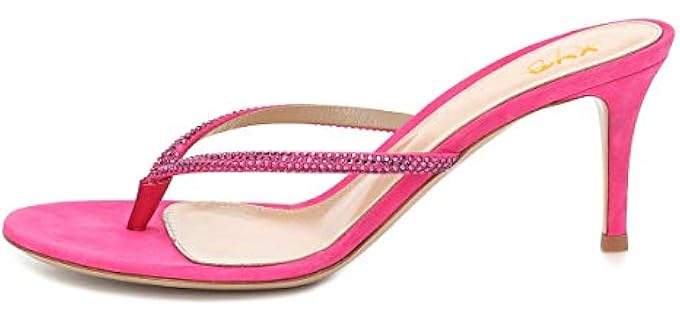 XYD Women's Fashion - Mid High Heel Flip Flops