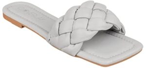 Cloverlay Women's Braided Woven Single Band - Summer Slide On Flat Sandals
