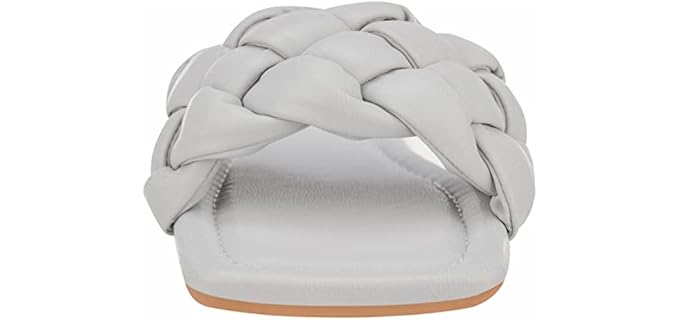 Cloverlay Women's Braided Woven Single Band - Summer Slide On Flat Sandals