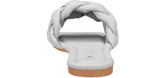 Cloverlay Women's Braided Woven Single Band - Summer Slide On Flat Sandals