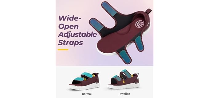 FitVille Women's Adjustable Dual Straps - Diabetic & Edema Walking Sandals