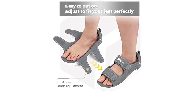 FitVille Men's Adjustable Dual Straps - Diabetic & Edema Walking Sandals