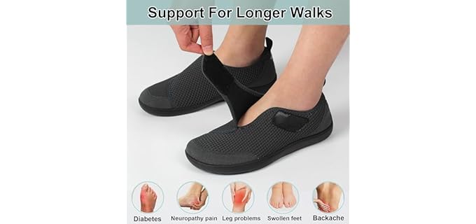 LeIsfIt Men's Wide Diabetic - Velcro Sandal for Diabetic Seniors